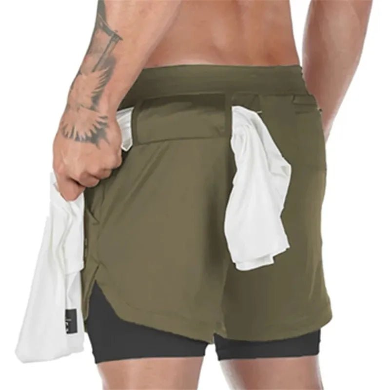 2023 Camo Running Shorts Men 2 In 1 Double-deck Quick Dry GYM Shorts - Stay-fitapparel fashion