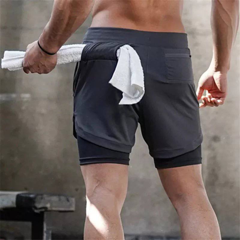 2023 Camo Running Shorts Men 2 In 1 Double-deck Quick Dry GYM Shorts - Stay-fitapparel