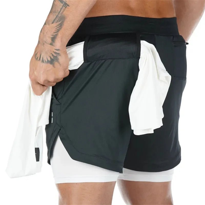 2023 Camo Running Shorts Men 2 In 1 Double-deck Quick Dry GYM Shorts - Stay-fitapparel fashion