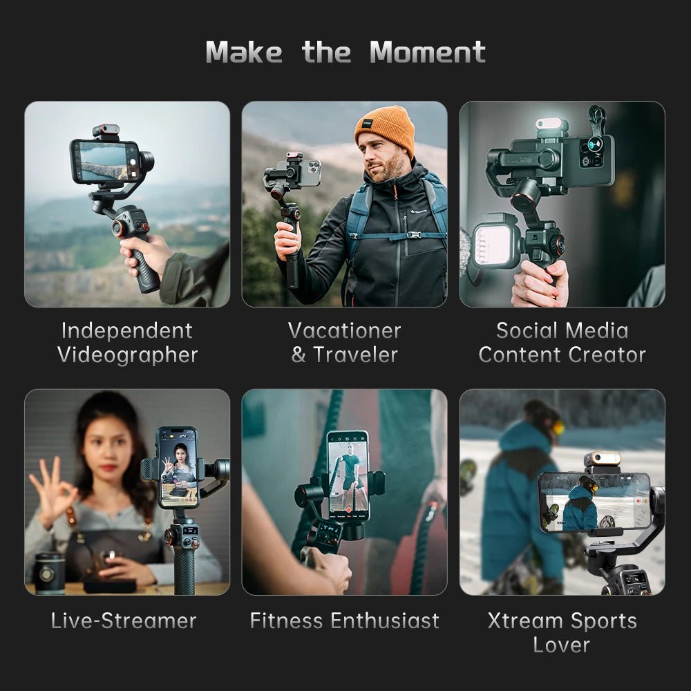 Hohem iSteady M6 Handheld Gimbal Stabilizer  Fill Light Full Color Video  Vlogging - Stay-fitapparel